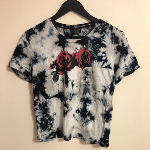 Empyre Tye Die Rose Crop Top Tee Shirt